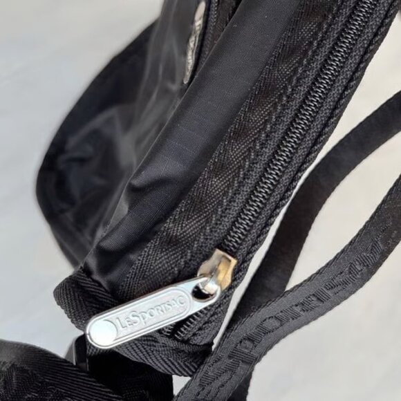 LeSportSac Black White Handbag Zipper Crossbody Bag Lightweight Nylon NEW - Picture 6 of 7